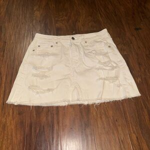 Stylish White Distressed Denim Skirt